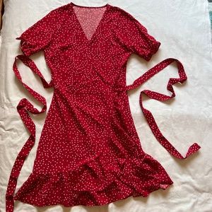 Red Polk Dot Short Dress